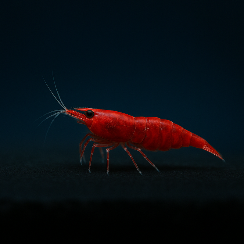 Neocaridina shrimp on dark substrate
